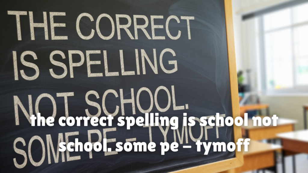 the correct spelling is school not school. some pe - tymoff